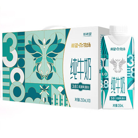 新希望 云牧场 3.8g蛋白质 纯牛奶 250ml*10瓶 礼盒装