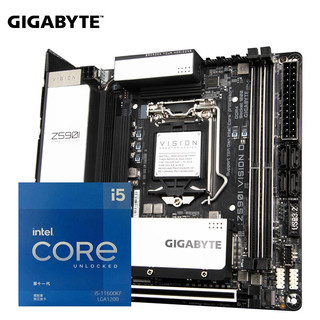 技嘉（GIGABYTE） Z590主板英特尔酷睿10代 11代处理器 i5盒装主板CPU套装 Z590I VISION D Intel I5-11400F 盒装 主板CPU套