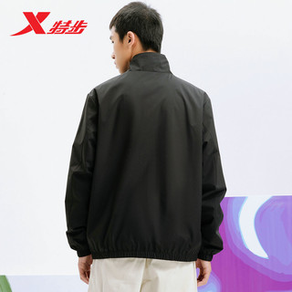 XTEP 特步 外套男夹克2021秋季男装户外上衣简约运动服立领防风运动夹克 黑 2XL/185