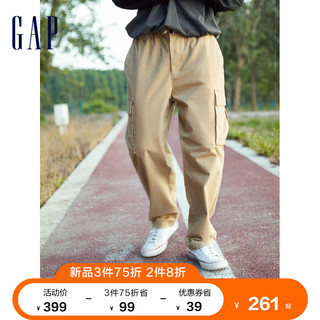 Gap 盖璞 男装秋季2022新款工装风宽松锥形卡其裤长裤445811时尚休闲裤