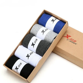 XTEP 特步 男子运动袜 882139559066 黑色/白色/灰色/深灰/蓝色 5双装