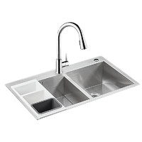 KOHLER 科勒 K-25617T-2N-NA+K-21366T-4-CP 不锈钢水槽龙头套装 800*470*200mm