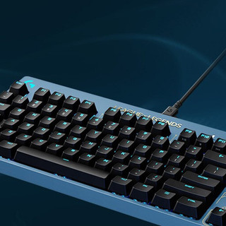 logitech 罗技 PRO X 海克斯科技版 87键 有线机械键盘 尊贵蓝 茶轴 RGB