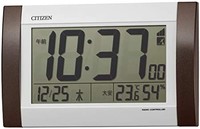 CITIZEN 西铁城 闹钟 电波 数字 R188 可放置 日历 温度 ・ 湿度 显示 茶色