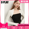 DPLAY2022秋季新款气质优雅黑白拼色修身美背针织小衫