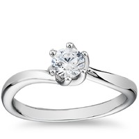 补贴购：Blue Nile 0.81克拉圆形切工钻石+尖顶扭纹六爪单石订婚戒指