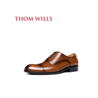 ThomWills皮鞋男手工棕色小牛皮英伦商务正装牛津鞋婚鞋男新郎 黄棕擦色B1162 7/40码