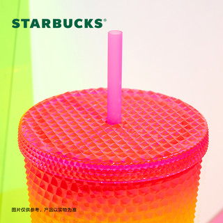 STARBUCKS 星巴克 杯子710ml活力夏日粉黄渐变款塑料吸管杯大容量时尚桌面杯