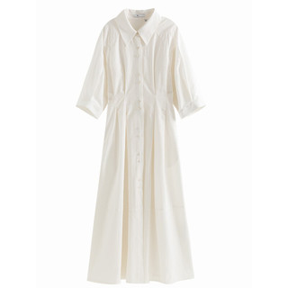 FANSILANEN 范思蓝恩 女士中长款连衣裙 22FS2007 米白色 M