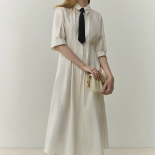 FANSILANEN 范思蓝恩 女士中长款连衣裙 22FS2007 米白色 M