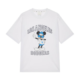 MLB 男女通用情侣短袖迪士尼T恤卡通字母米老鼠休闲夏装 31TSK3 白色米奇 95/M (偏大一码）
