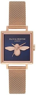 OLIVIA BURTON 3D Bees蜜蜂系列 OB16AM96 女士石英手表 23mm 蓝盘 镀金不锈钢带 方形