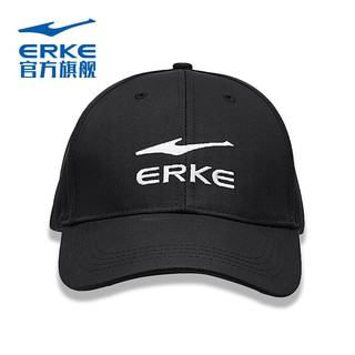 ERKE 鸿星尔克 帽子运动时尚系列棒球帽男女同款鸭舌帽 10318011012 正黑 通用维尺码