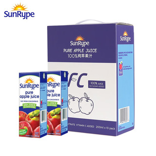 SunRype NFC苹果汁进口纯果汁饮料非浓缩还原加拿大进口饮料鲜榨0脂低脂水果饮料礼盒装 200ml*10瓶