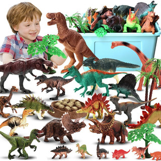PLUS会员：活石 儿童大号恐龙玩具软胶24只套装 送收纳箱