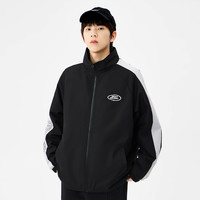 男装运动风外套男士风衣宽松立领撞色拼接风衣男士外套