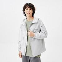 男装字母反光印花风衣外套男连帽宽松潮流风衣男士外套