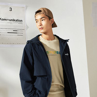 男装宽松防水风衣男士外套连帽纯色简约外套男士风衣潮牌男上衣