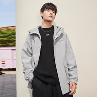 男装风衣男连帽宽松时尚3M反光字母外套男士风衣