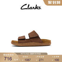 Clarks 其乐 男士2022夏季新款两段式纯色牛皮凉鞋舒适休闲男沙滩鞋