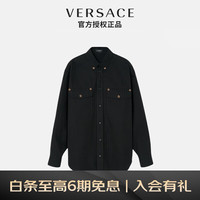 VERSACE 范思哲 22早秋 奢侈品男装美杜莎金属徽标纯色宽松休闲衬衫黑色1006062-1A01816-1B000-48