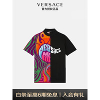 VERSACE 范思哲 奢侈品男装撞色个性涂鸦LOGO印花棉质T恤短袖红黑印花1003390-1A02374-5B020-L