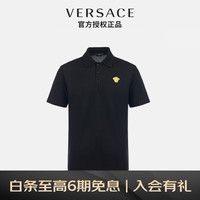 范思哲 VERSACE22早秋 奢侈品男装金色美杜莎刺绣修身棉质POLO衫黑色A87427-1A04869-2B130-L