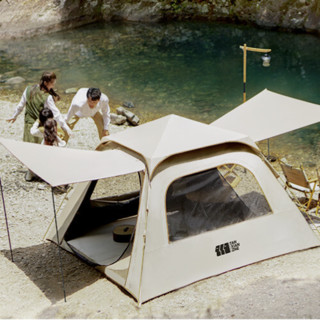TANXIANZHE 探险者 帐篷 TXZ-0037 月影咖 210*210*140cm 4-5人（黑胶帐篷+防潮垫+野餐垫+充气床）