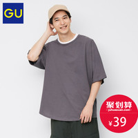 GU极优男装蝙蝠袖T恤(5分袖)宽松T恤男纯棉337027