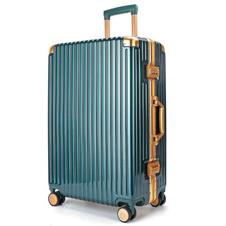 SOO行李箱男女万向轮铝框拉杆箱商务出行密码箱干湿分离旅行箱学生皮箱B750 28英寸 绿色