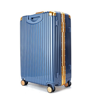 SOO行李箱男女万向轮铝框拉杆箱商务出行密码箱干湿分离旅行箱学生皮箱B750 20英寸 蓝色