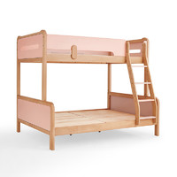 LINSY KIDS 莫兰迪童心系列 CM2A-A+CD159A 儿童高低床+上下床垫 原木色+粉色 150*200cm
