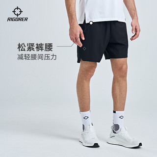 准者（RIGORER） 准者夏季薄款梭织男篮球运动训练健身跑步透气快干美式短裤 石灰 XS/160