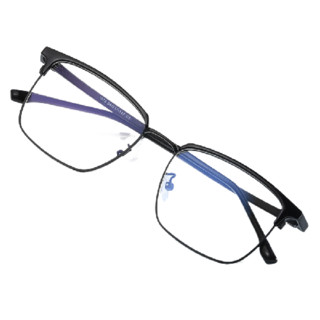 JingPro 镜邦 1073 黑色金属合金眼镜框+1.60折射率 防蓝光镜片