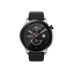 amazfit跃我gtr4智能手表46mm银色铝合金表壳银翼黑氟橡胶表带北斗