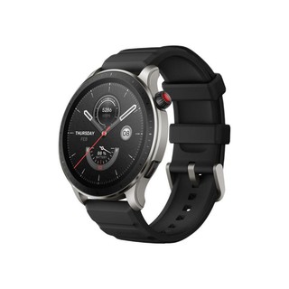 AMAZFIT 跃我 GTR 4 智能手表 46mm 银色铝合金表壳 银翼黑氟橡胶表带（北斗、血压、GPS、血氧）