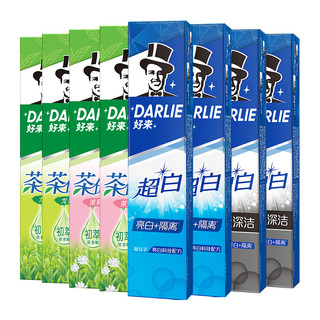 DARLIE 好来 牙膏套装 (超白竹炭深洁190g*2+亮白隔离超白牙膏190g*2+茶倍健龙井绿茶190g*2+茶倍健茉莉白茶190g*2)