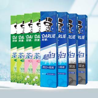 DARLIE 好来 牙膏套装 (超白竹炭深洁190g*2+亮白隔离超白牙膏190g*2+茶倍健龙井绿茶190g*2+茶倍健茉莉白茶190g*2)