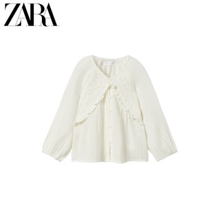 ZARA 秋装新款 童装女童 刺绣绉纱衬衫 5770703 712