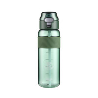bianli大容量水杯耐高温男士夏季便携式水壶健身弹盖带吸管直身塑料杯 丛林绿800ml
