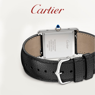 Cartier卡地亚新款Tank Must系列石英腕表 精钢皮表带手表 33.7 x 25.5mm石英机芯