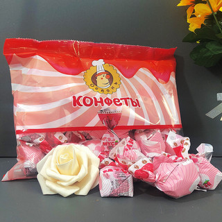 500g/袋俄罗斯进口俄小淼草莓酸奶味软糖夹心糖果  进口零食独立包装糖果 草莓酸奶味糖果500g*1袋(约32颗)