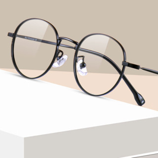 目匠 88800 黑色纯钛眼镜框+1.74折射率 防蓝光镜片