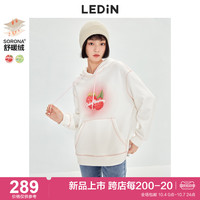 乐町连帽水果图案卫衣2022秋冬新款甜美中长款卫衣女宽松