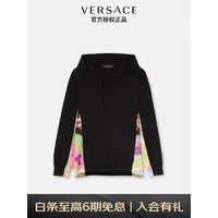 VERSACE 范思哲 22早秋 奢侈品女装休闲撞色连帽衫羊毛针织毛衣1005886-1A04067-1B000 黑色 36