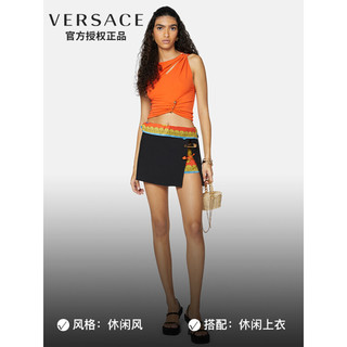 VERSACE 范思哲 奢侈品女装别针装饰拼接丝巾设计短裙下装裙子服饰黑色1005154-1A00540-1B00038