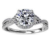 补贴购：Blue Nile 0.90克拉圆形切工钻石+扭纹光环钻石订婚戒指