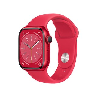 Apple 苹果 Watch Series 8 智能手表 41mm GPS款 红色铝金属表壳 红色运动型表带（GPS、血氧、ECG）