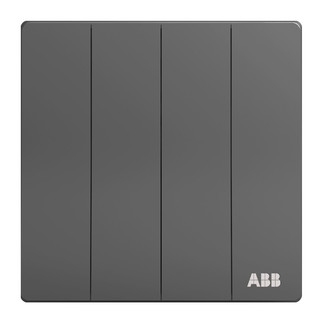 ABB 开关插座面板 四位单控四开单控开关 轩致系列 灰色 AF124-G