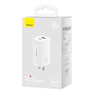 BASEUS 倍思 SUPERVOOC Type-C+USB-A 氮化镓快充充电器 65W